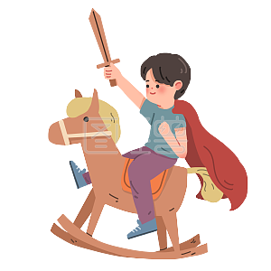 详情扁平 卡通 儿童节 玩具 木马详情卡通旋转木马手绘插画