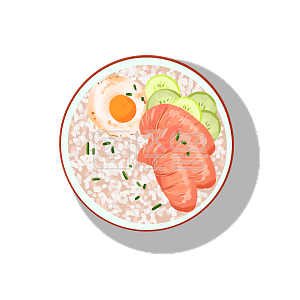 61专辑美食中餐米饭鸡蛋手绘插画详情图怪兽原创元素卡通美食中餐