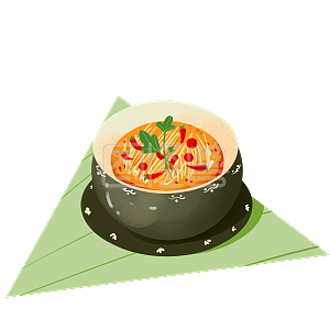 卡通美食中餐手绘插画图怪兽原创元素