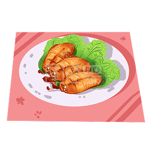 卡通美食烤翅插画图怪兽原创元素