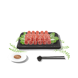 卡通美食火锅牛肉卷插画图怪兽原创元素
