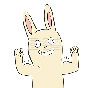 图怪兽原创元素兔子秀肌肉表情