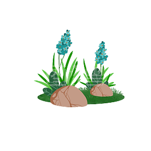 卡通植物石块花草图怪兽原创元素