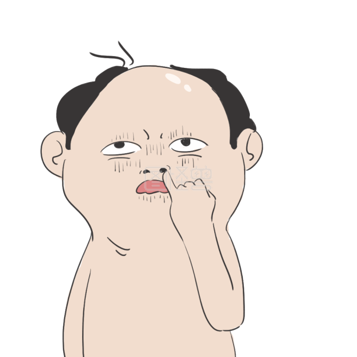 图怪兽原创元素秃头男挖鼻屎表情