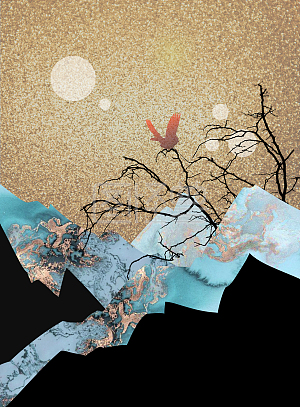 图怪兽原创元素背景形式配色简约大气唯美造型装饰画