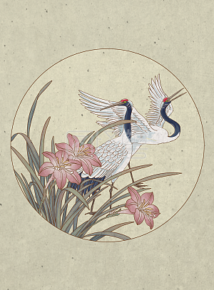 鸟装饰画详情古风国潮立春节气红衣少女汉服桃枝小鸟详情图