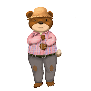 图怪兽原创素材卡通戴草帽的小熊爸爸