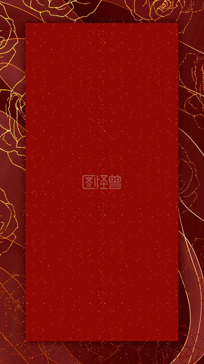 图怪兽原创元素红金中国风风格主题海报背景