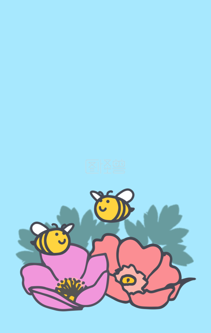 图怪兽原创元素背景海报素材花朵蜜蜂