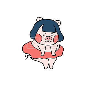 图怪兽原创素材猪妹害羞表情包