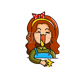 图怪兽原创元素卡通女孩拍桌大笑表情包插画元素