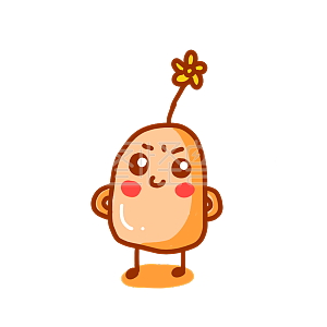 图怪兽原创元素卡通头顶小花神气表情包插画元素