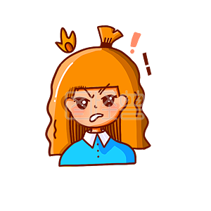 图怪兽原创元素卡通表情包橘黄色头发女孩气到爆炸插画元素