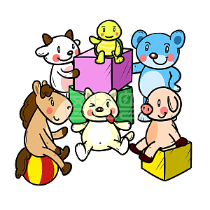 图怪兽原创元素卡通动物一起玩耍