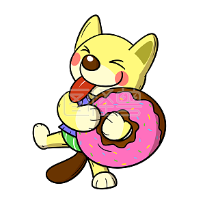 图怪兽原创元素卡通小狗吃甜甜圈