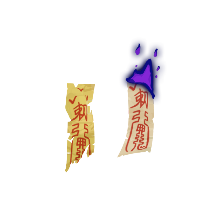 卡通中元节符纸鬼符图怪兽原创元素-背景素材图片-图怪兽