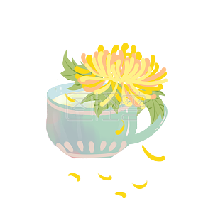 卡通重阳节菊花茶图怪兽原创元素