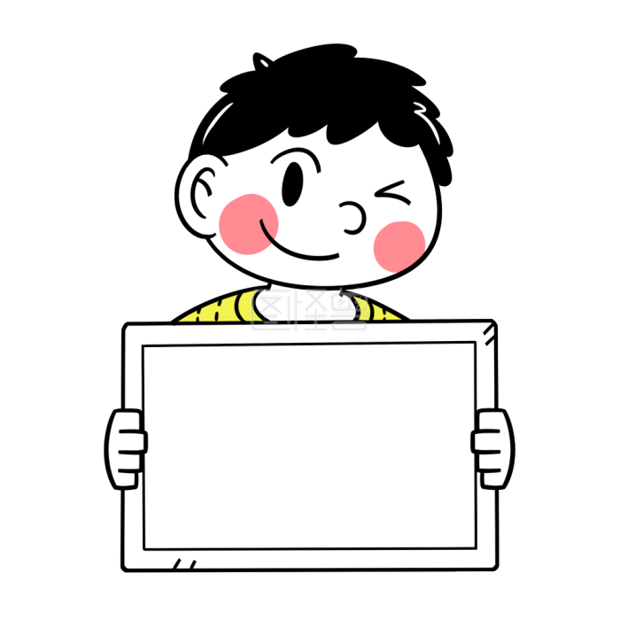 图怪兽原创元素举牌小人黄衣卡通男孩