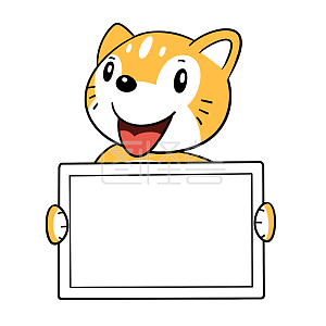 图怪兽原创元素举牌小人小动物黄色可爱的猫