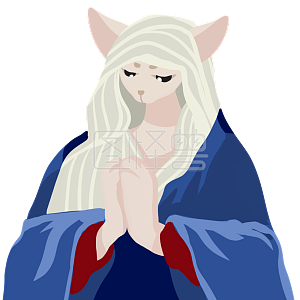 图怪兽原创元素名画搞笑祈祷圣母猫拟人表情元素