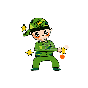 图怪兽原创元素卡通男孩军训扎马步打拳表情包插画元素