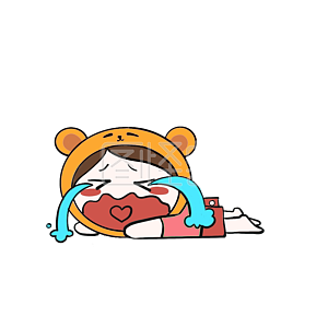 图怪兽原创表情包可爱熊头套大哭