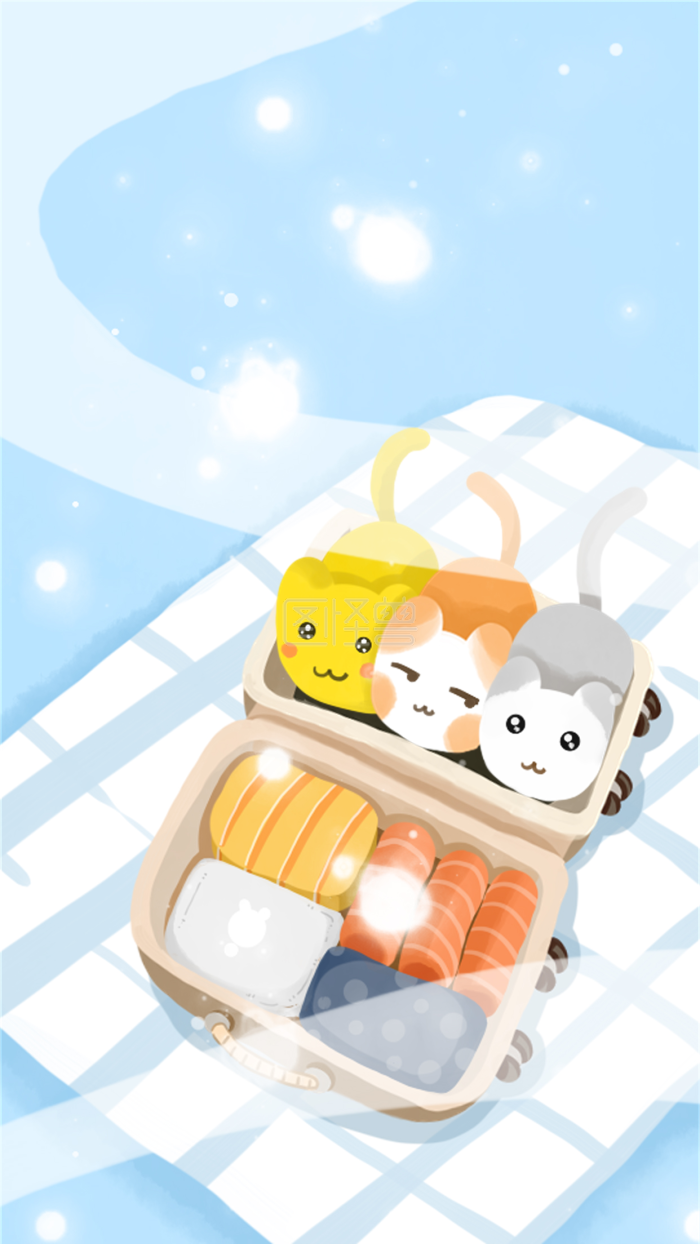 图怪兽原创元素 开学 整理 可爱 猫猫元素-背景素材图片-图怪兽