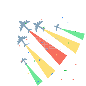 图怪兽原创元素卡通国庆节飞机阅兵卡通插画