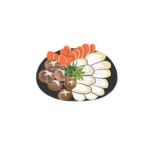 卡通火锅蔬菜拼盘图怪兽原创元素