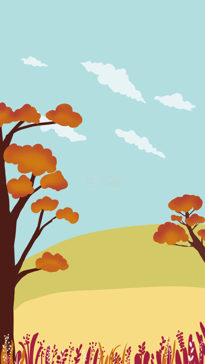 图怪兽原创元素秋分秋高气爽的山野插画