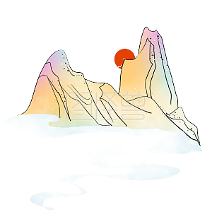 图怪兽原创元素手绘重阳节山彩色插画元素