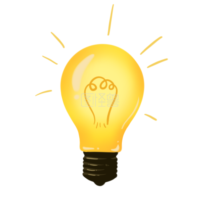 图怪兽原创元素装饰小元素插画元素扁平风灯泡发光