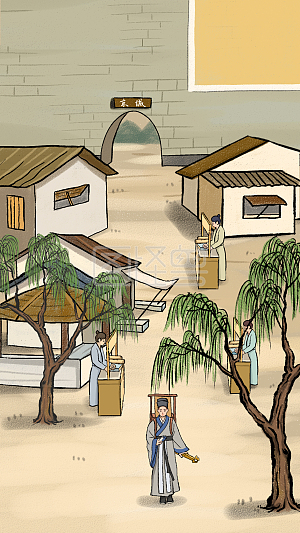 图怪兽原创元素中国风进京赶考