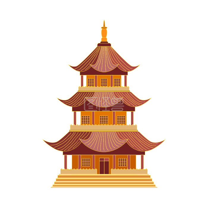 图怪兽原创元素古风建筑塔-背景素材图片-图怪兽