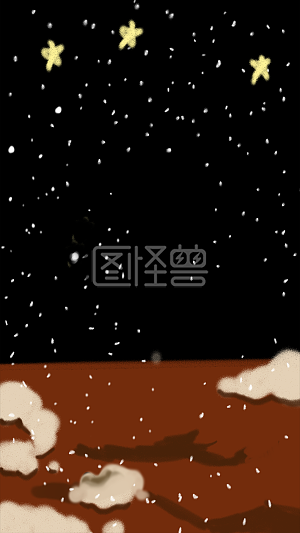 图怪兽原创元素卡通风雪天背景插画元素