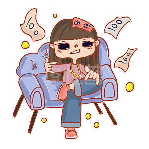 图怪兽原创元素有钱任性卡通小女孩