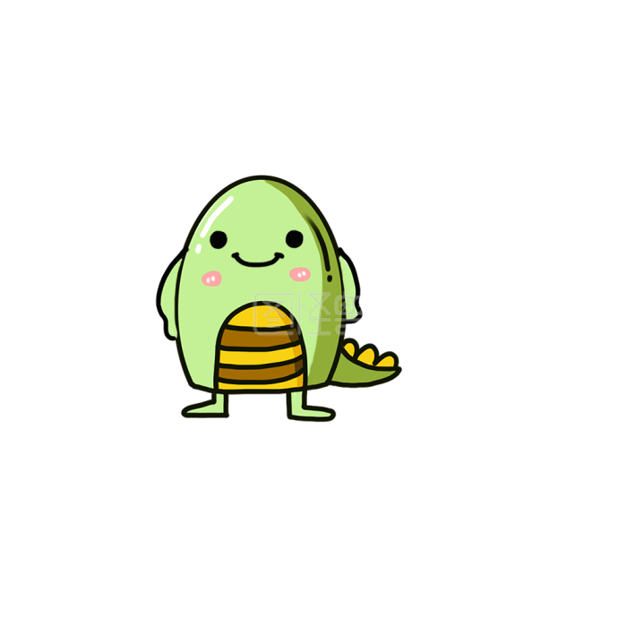 图怪兽原创元素卡通风表情包恐龙微笑插画元素