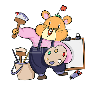 图怪兽原创元素卡通画家形象老鼠元素
