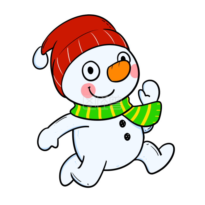图怪兽原创元素卡通雪人孩子-背景素材图片-图怪兽