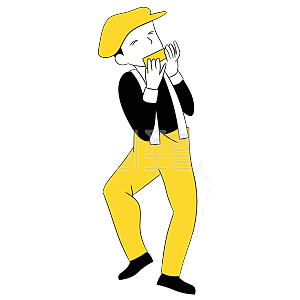 图怪兽原创元素人物简笔画吹口琴的小男孩元素