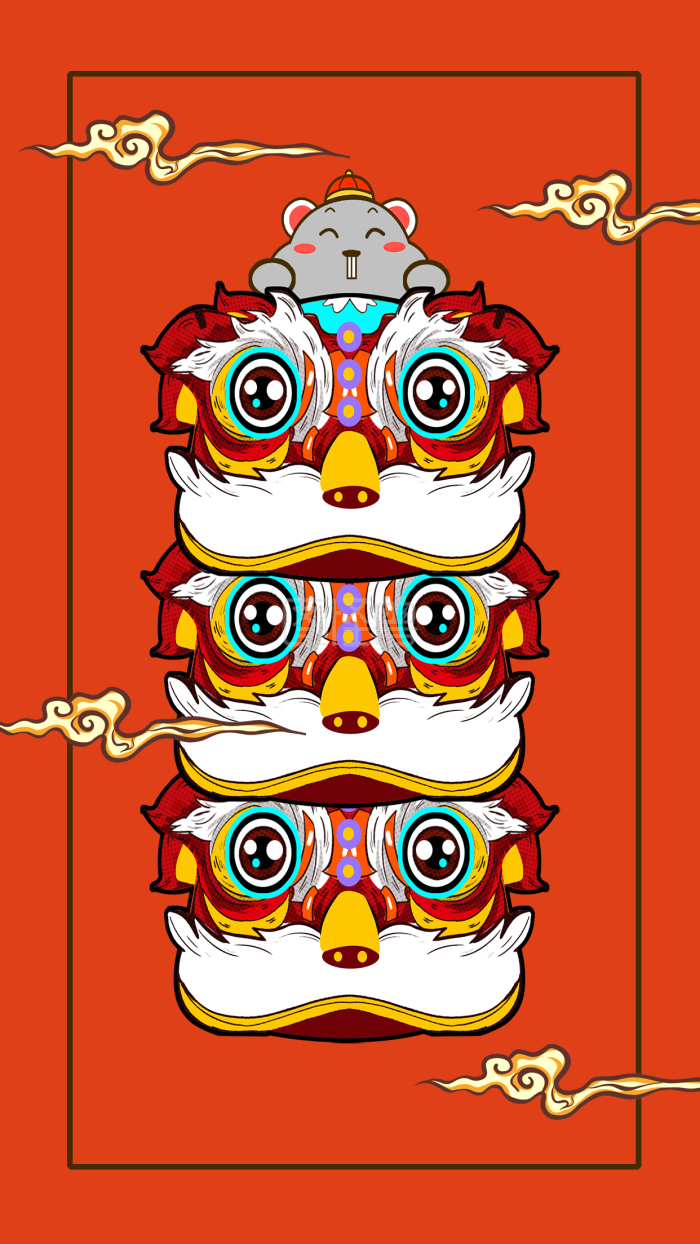 图怪兽原创元素国潮风新年鼠年插画元素-背景素材图片-图怪兽