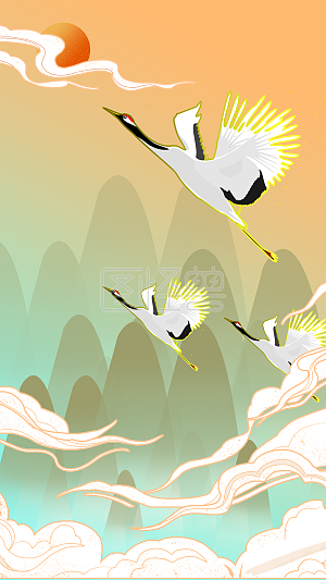 古风仙鹤背景图片-古风仙鹤素材设计-图怪兽