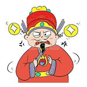 图怪兽原创元素生气了卡通胖财神表情包