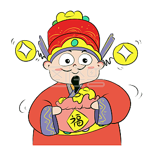 图怪兽原创元素财气满满卡通胖财神表情包