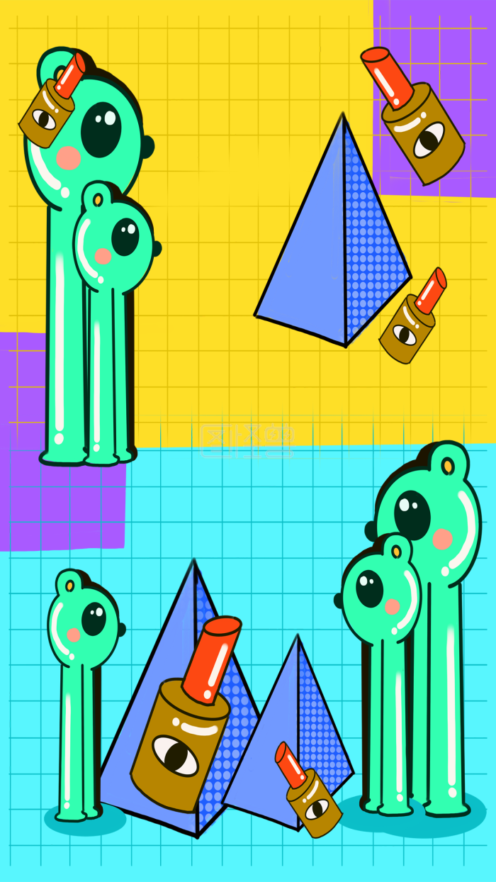 图怪兽原创元素卡通风背景插画元素