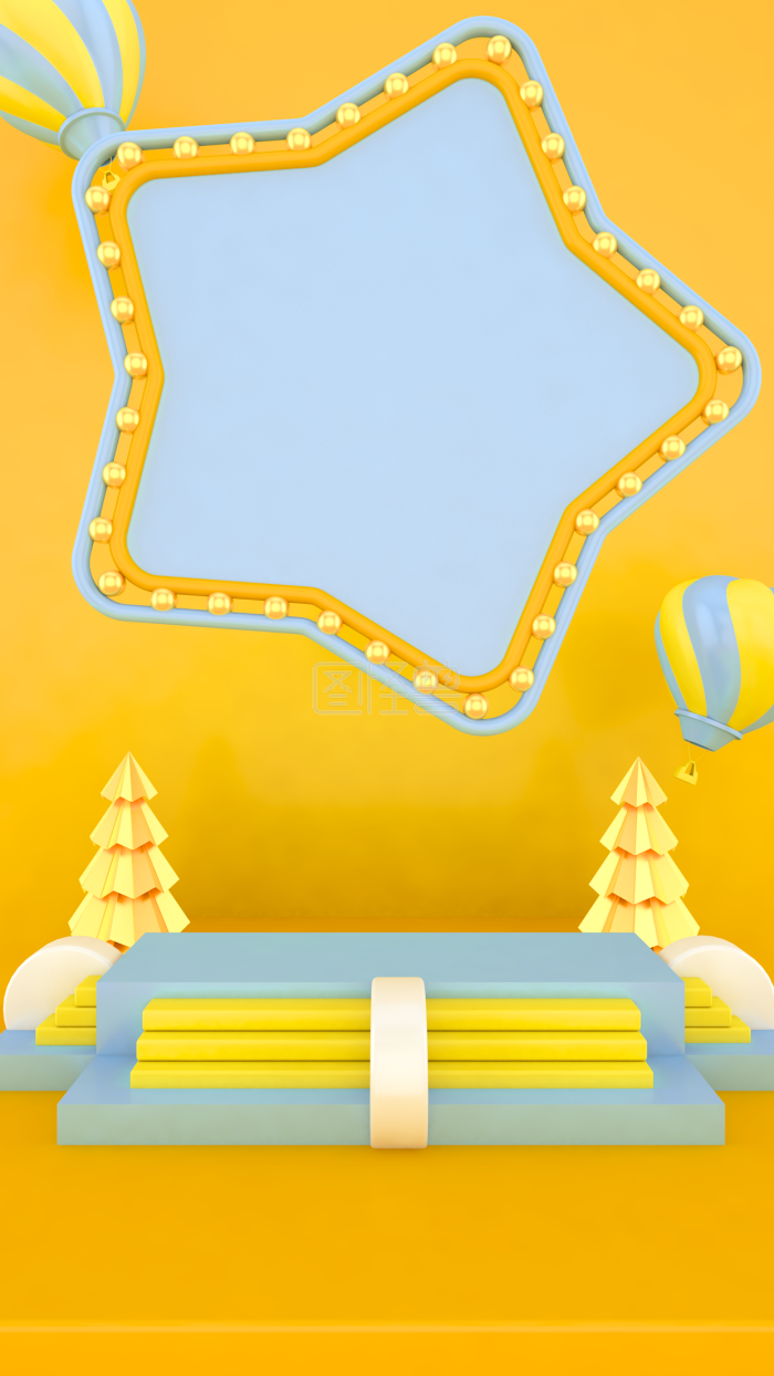 图怪兽原创元素c4d立体黄色简约背景