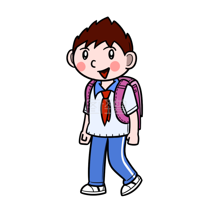 图怪兽原创动画元素卡通小学生去上学