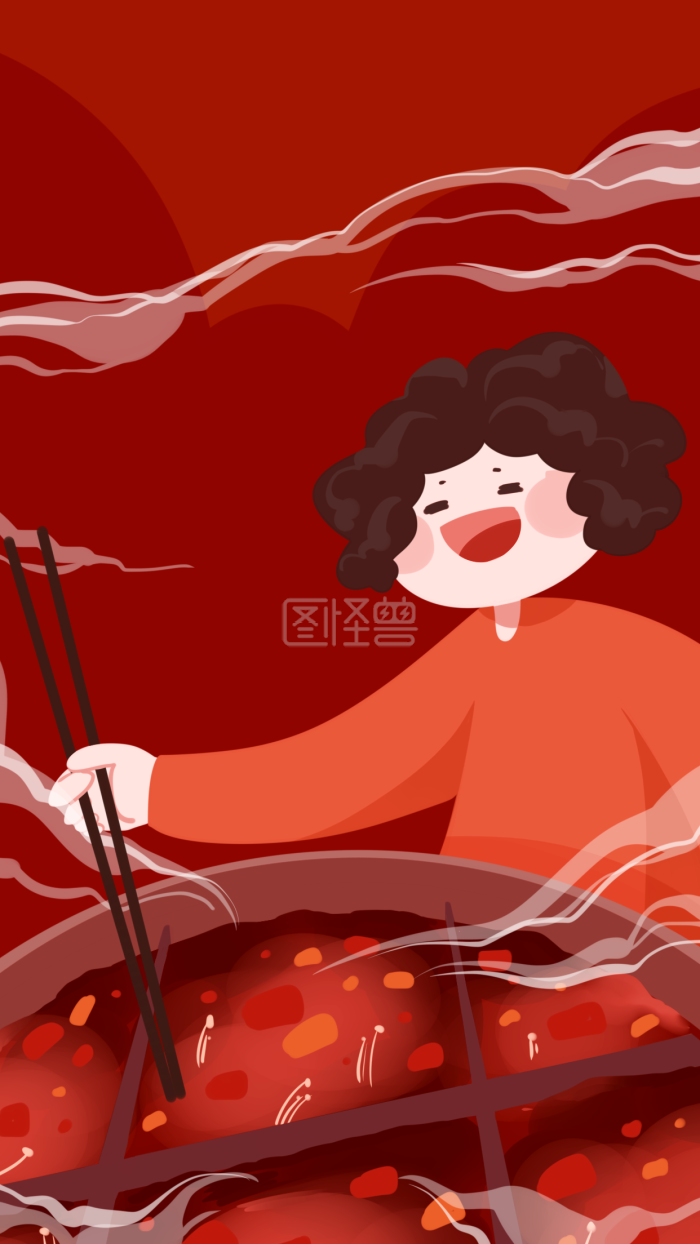 图怪兽原创元素美食吃火锅背景-背景素材图片-图怪兽