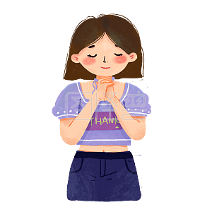 图怪兽原创元素扁平简约人物双手合十祈祷动作感恩元素