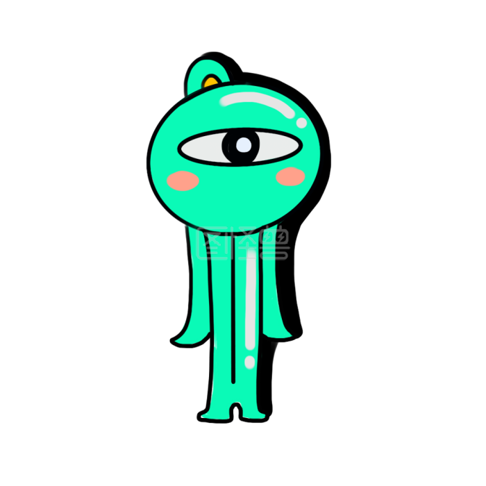 图怪兽原创元素卡通风卡通人物绿色插画元素